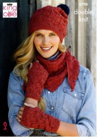 Knitting Pattern - King Cole 5798 - Homespun DK - Ladies Accessories